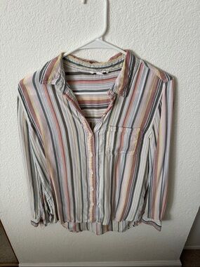 beachlunchlounge Pastel Striped Button-Up in Yellow, Pink, Blue, Gray